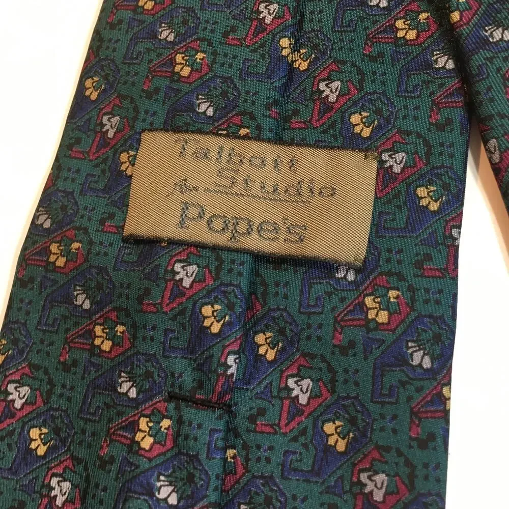 Robert Talbott Studio Mens Silk Tie Green Navy Red Geometric Floral Made USA